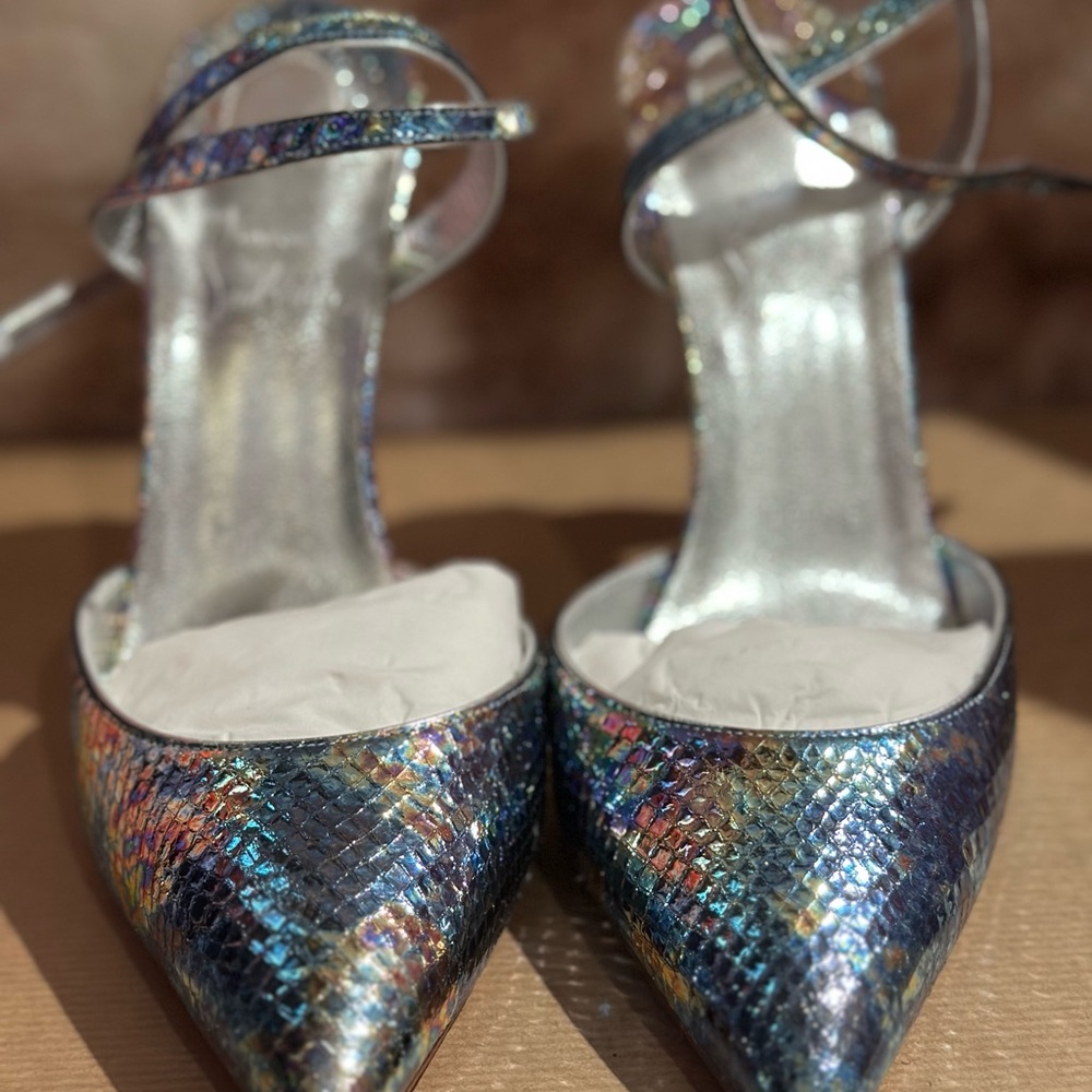 Holographic Strappy Heels